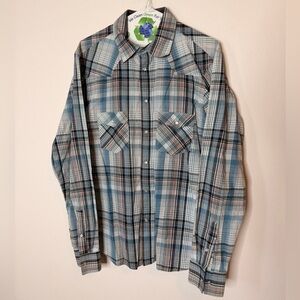 Stylish Blue Plaid Men's Button Down Shirt